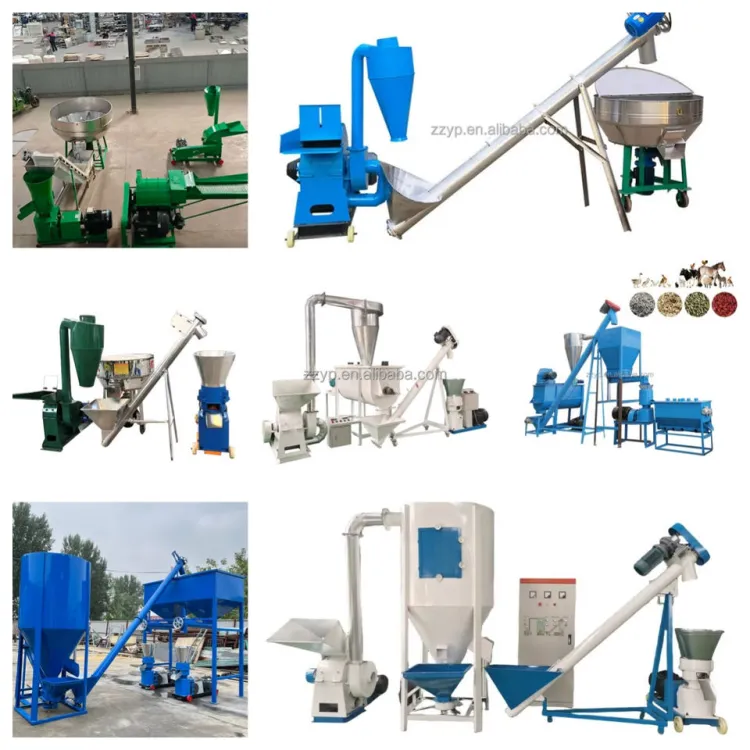 1 T/H Chicken Feed Production Line, 220V Stainless Steel Iron Stalk Pellet Line for Pig Cattle Sheep — image 2