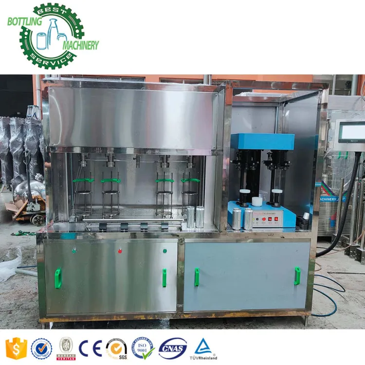 Small Scale 800CPH Semi-automatic Canning Production Line for Carbonated Beverage Soda Water with Coder — image 2
