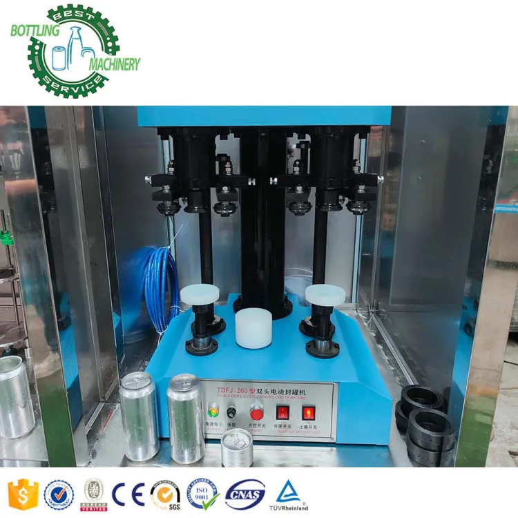 Small Scale 800CPH Semi-automatic Canning Production Line for Carbonated Beverage Soda Water with Coder — image 5