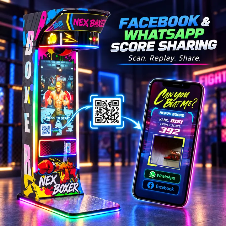 43 Inch Punching Boxing Machine Metal & Plastic Construction Heavy Duty Coin-Operated with Video Replay & Global Ranking — image 7