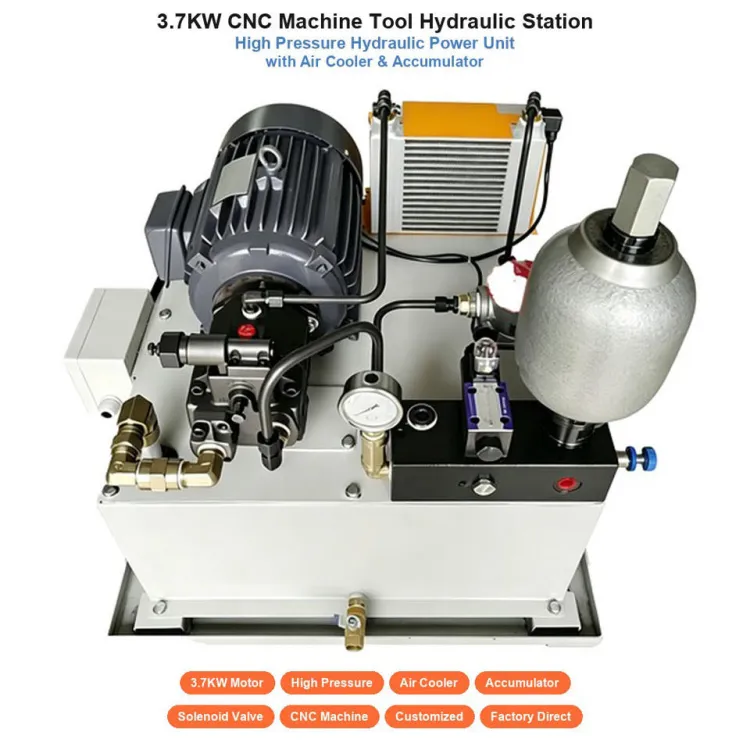 CNC Machine Tool Lathe Machining Center Hydraulic Power Station Unit Pack System With Air Cooler Accumulator Solenoid Valve — image 3