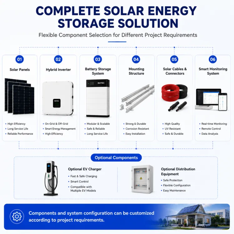 20-100kW Residential Solar Energy Storage System with LiFePO4 Battery and Hybrid Inverter for Home Backup — image 3