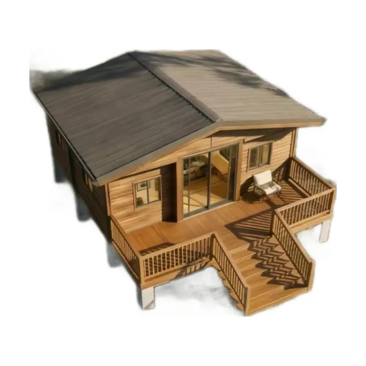 Wood Grain Prefab Cabin House With Sloped Roof Portable Modular Tiny Home for Forest Resort Garden Studio Outdoor Living — image 1