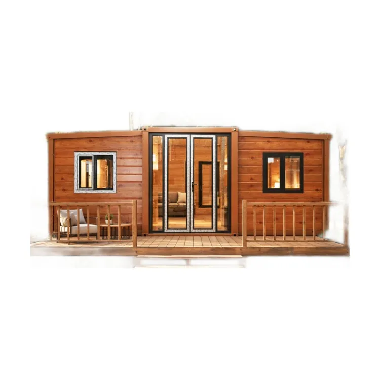 Ready to Move in 20ft 40ft Modern Wood Grain Prefabricated Mobile Home With Kitchen Bathroom Expandable Container House — image 1
