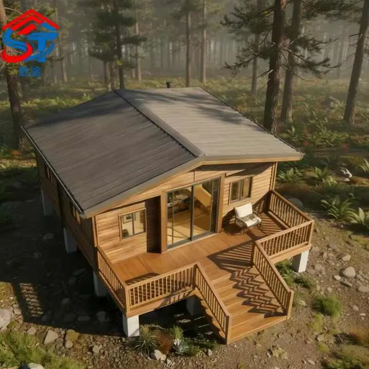 Wood Grain Prefab Cabin House With Sloped Roof Portable Modular Tiny Home for Forest Resort Garden Studio Outdoor Living — image 7