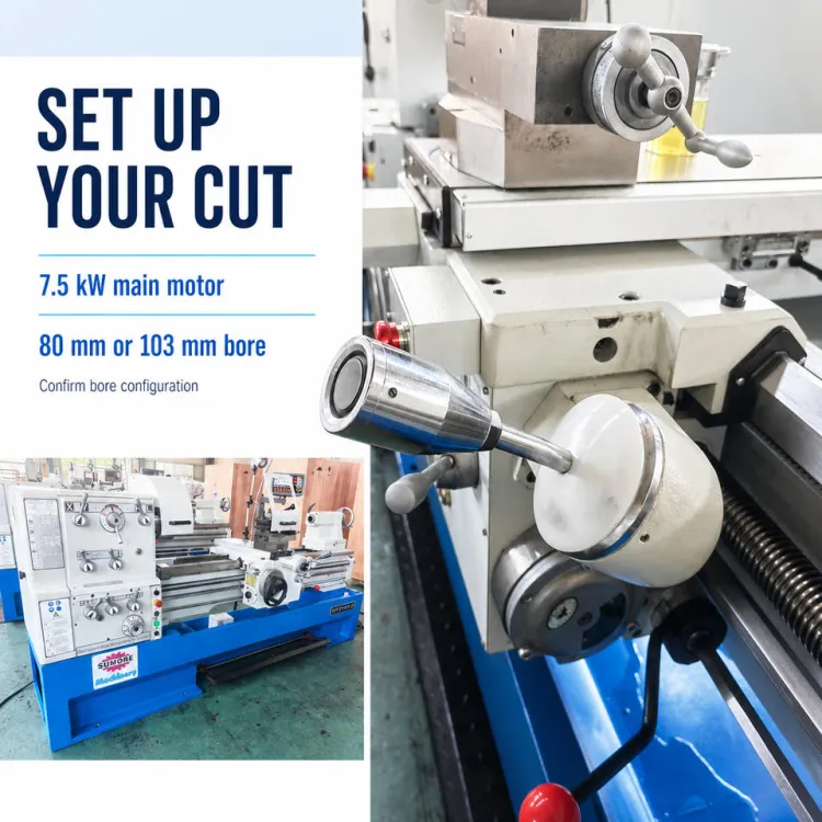 Sumore 2000mm Industrial Gap Bed Engine Lathe SP214/C6256 350mm Bed Width Torno for Shaft and Component Turning — image 4