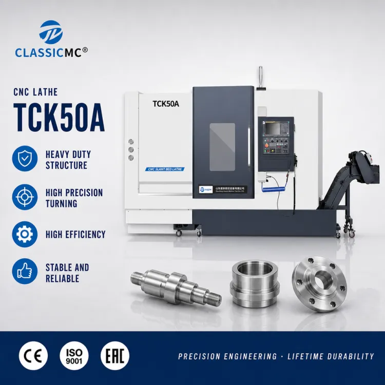 TCK50A Slant Bed CNC Turning Machine Lathe for Shaft Auto Parts and Metal Processing Workshop Equipment Manufacturer — image 1