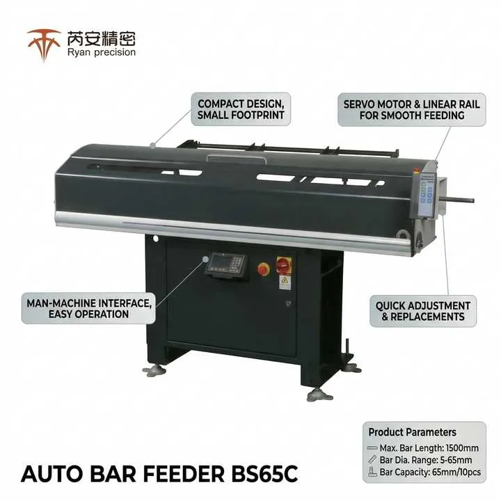 BS65C CNC Lathe Short Bar Feeder Automatic Feeding Machine 5/65mm Max 1500mm With HMI Control — image 7