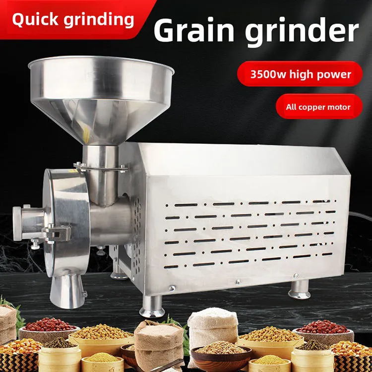 Stainless Steel Commercial Electric Flour Milling Machine Corn Cassava Mill Machine Peanut Chili Mill Grinder — image 2