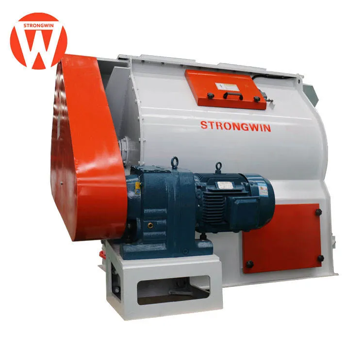 Strongwin Double Shaft Stainless Steel Paddle Mixer Poultry Feed Mixer Machine High 500kg/h Capacity 380V Three Phase — image 1