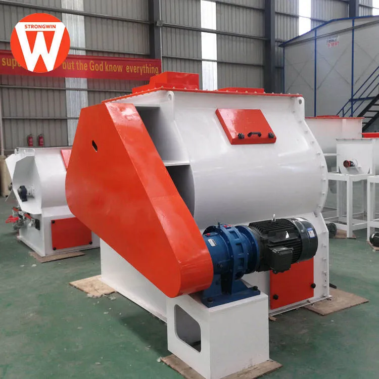 Strongwin Double Shaft Stainless Steel Paddle Mixer Poultry Feed Mixer Machine High 500kg/h Capacity 380V Three Phase — image 2