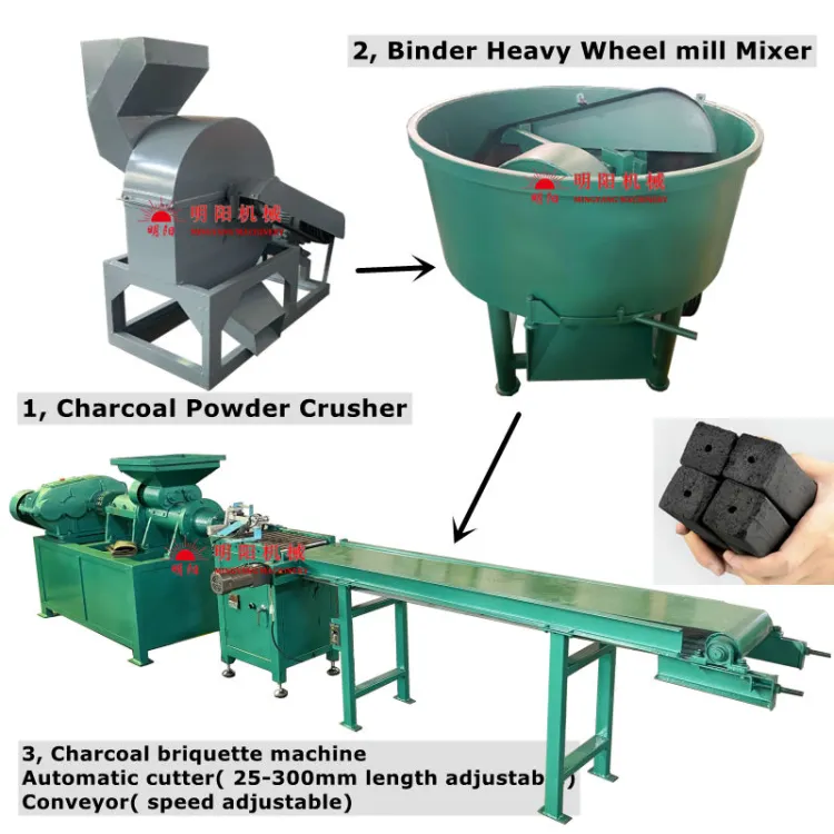 Lower Automatic Charcoal Briquette Extruding Machine Production Line 1-3t/h 11kw Round/Square/Hexagon Briquette — image 4