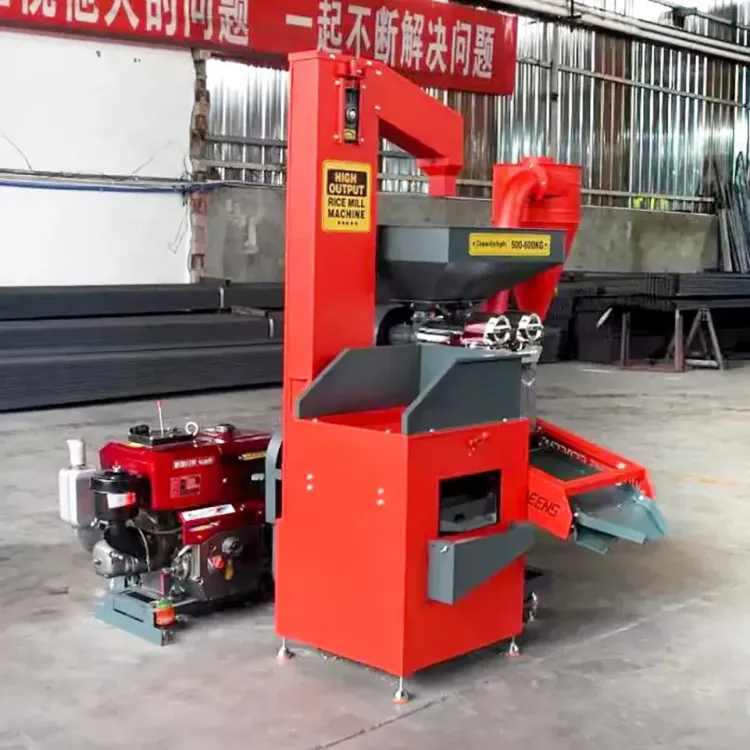 Grain Combined Paddy Rice Cleaner and De-Stoner 11HP Diesel Rice Mill 11HP Portable Paddy Polisher Destoner Machine for Farm Use — image 3
