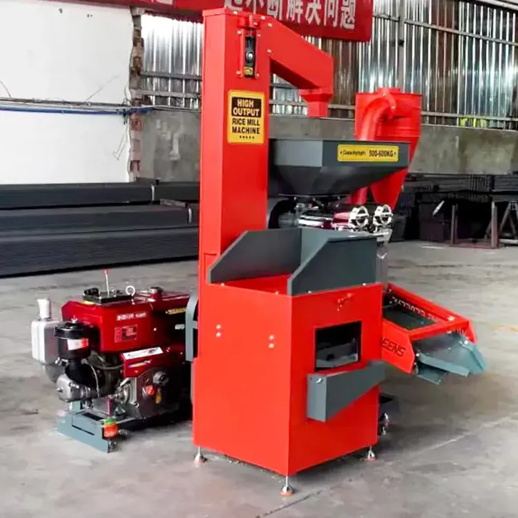 Grain Combined Paddy Rice Cleaner and De-Stoner 11HP Diesel Rice Mill 11HP Portable Paddy Polisher Destoner Machine for Farm Use — image 4