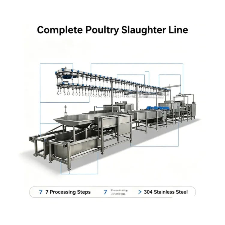 Integrated Full Auto Poultry Slaughter Processing Line SUS304 Equipment for Chicken Duck Goose Abattoir Deposit Only — image 1