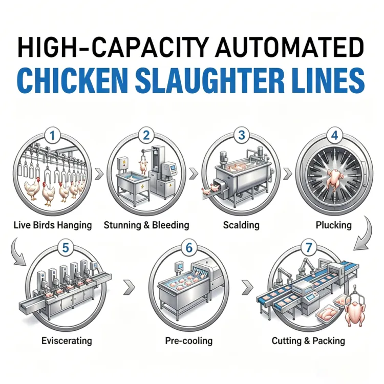 Integrated Full Auto Poultry Slaughter Processing Line SUS304 Equipment for Chicken Duck Goose Abattoir Deposit Only — image 3