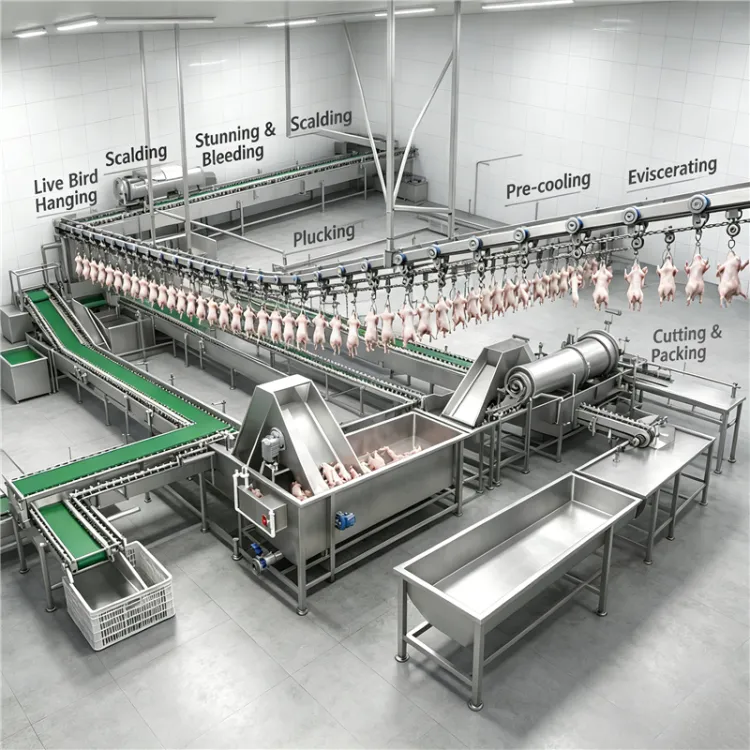 Integrated Full Auto Poultry Slaughter Processing Line SUS304 Equipment for Chicken Duck Goose Abattoir Deposit Only — image 5