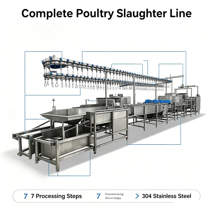 Integrated Full Auto Poultry Slaughter Processing Line SUS304 Equipment for Chicken Duck Goose Abattoir Deposit Only — image 7