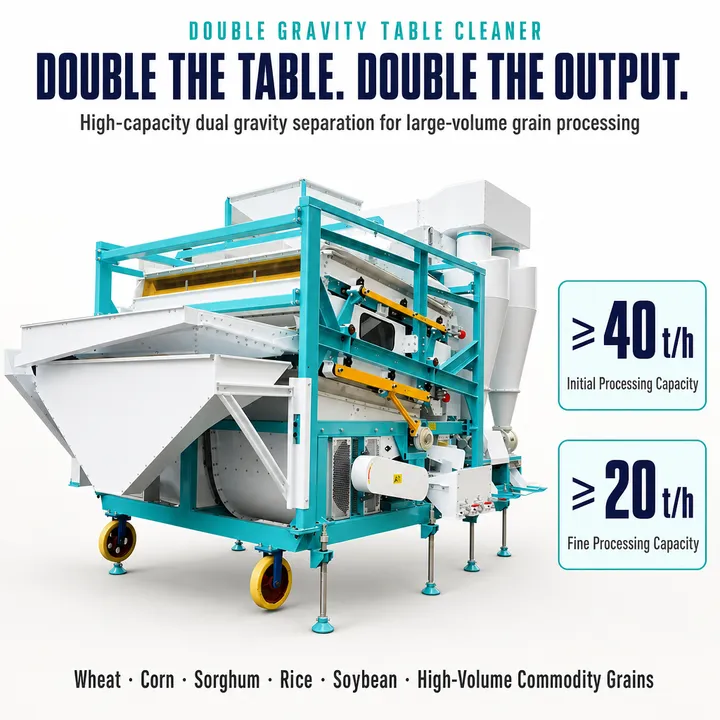 High Capacity 40t/h Dust 99% Grain Cleaning Corn Wheat Sorghum Seed Destoner Cleaning Machine — image 7
