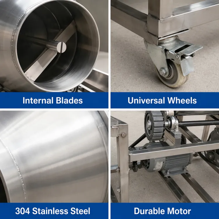 Agripros Stainless Steel Seed Coating Machine Rotary Drum Seed Dressing Machine Automatic Seed Mixer for Wheat Corn Bean — image 3