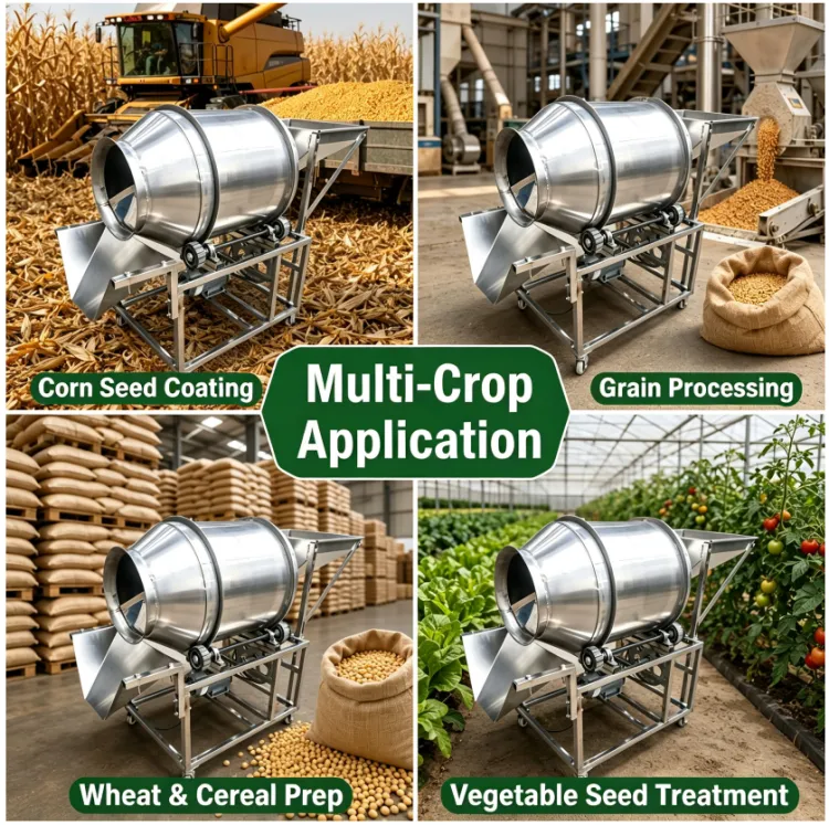 Agripros Stainless Steel Seed Coating Machine Rotary Drum Seed Dressing Machine Automatic Seed Mixer for Wheat Corn Bean — image 6