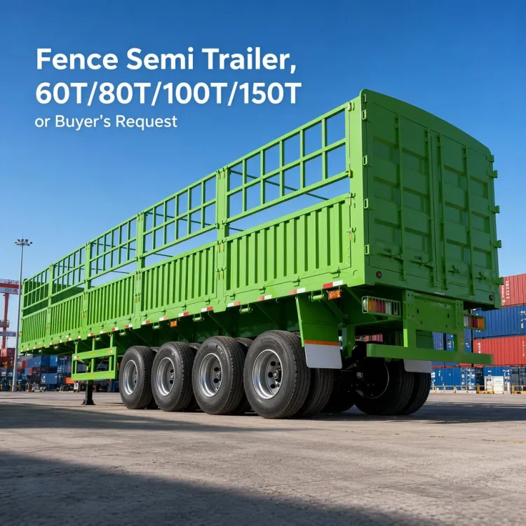 Farm Logistics Multi Axle Animal Carrier Semi Trailer Custom Steel Fence Rail 60-150Ton Stable Livestock Hauling Trailer — image 1