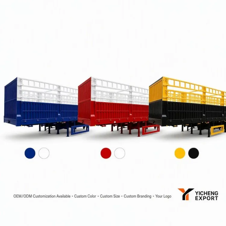 Heavy Duty 3 Axle Fence Cargo Semi Trailer 60 Ton High Board Steel Grain Livestock Transport for Logistics Farm Export — image 1