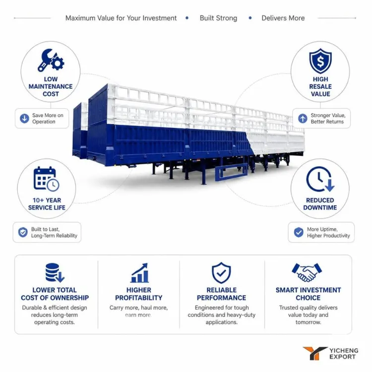 Heavy Duty 3 Axle Fence Cargo Semi Trailer 60 Ton High Board Steel Grain Livestock Transport for Logistics Farm Export — image 2