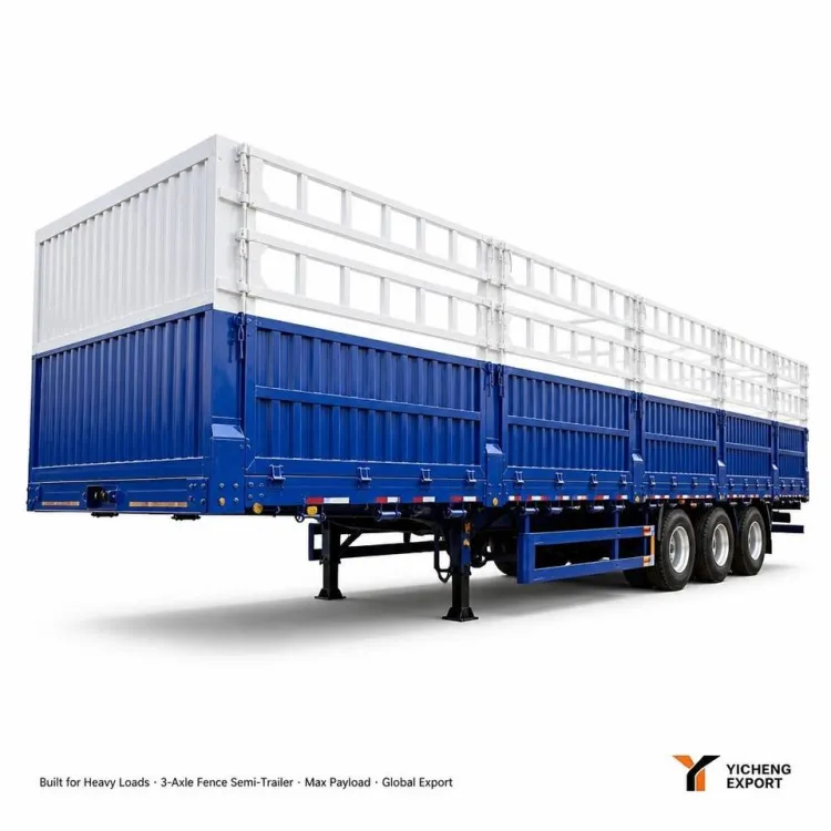 Heavy Duty 3 Axle Fence Cargo Semi Trailer 60 Ton High Board Steel Grain Livestock Transport for Logistics Farm Export — image 6