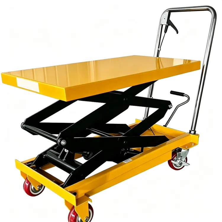 200KG Manual Hydraulic Scissor Lift Platform Trolley 1.26M Lifting Height 4 Wheels Brake Warehouse Material Handling — image 2
