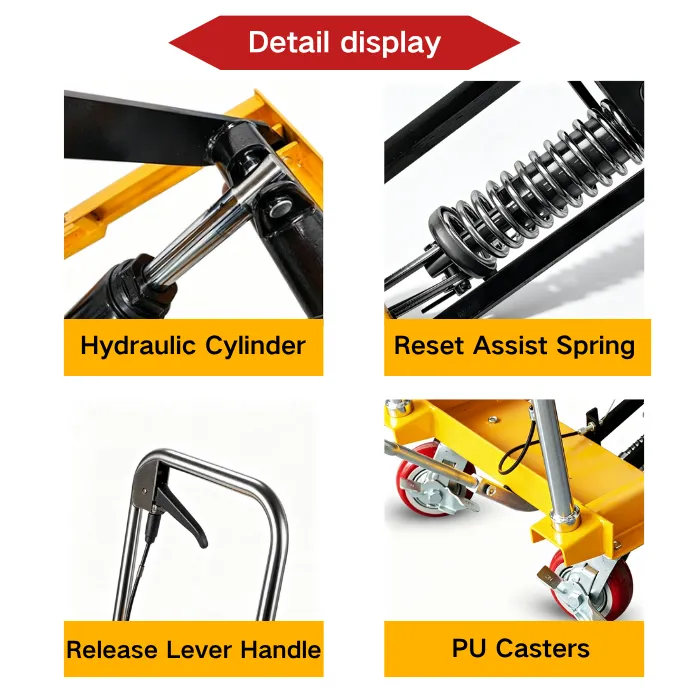 200KG Manual Hydraulic Scissor Lift Platform Trolley 1.26M Lifting Height 4 Wheels Brake Warehouse Material Handling — image 6