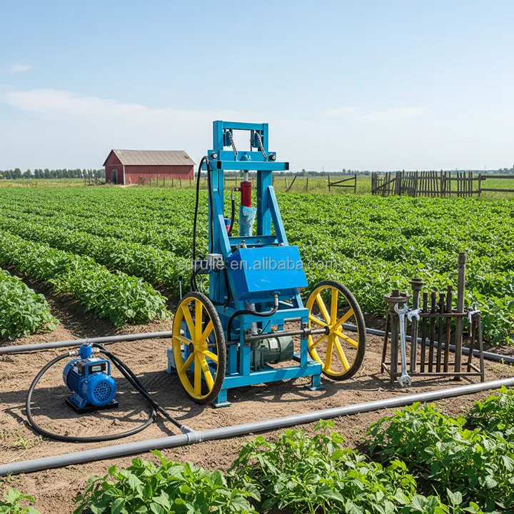 130m Deep Electric Rotary Hydraulic Water Well Drilling Rig with Engine and Pump Portable — image 5