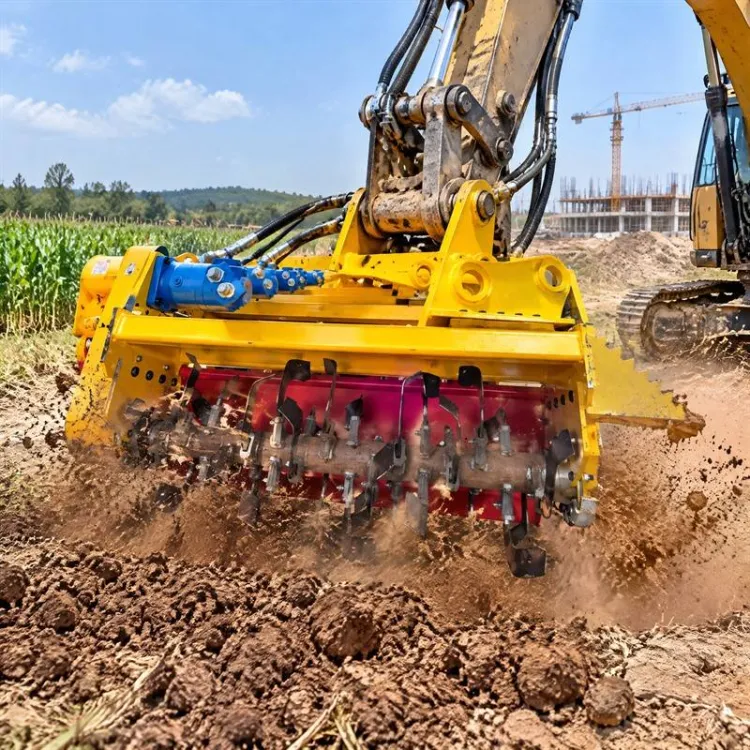 Heavy Duty Hydraulic Rotary Tiller Excavator Cultivator Soil Tillage Attachment for Farmland Orchard Landscaping Construction — image 2
