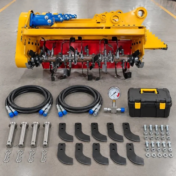 Heavy Duty Hydraulic Rotary Tiller Excavator Cultivator Soil Tillage Attachment for Farmland Orchard Landscaping Construction — image 5
