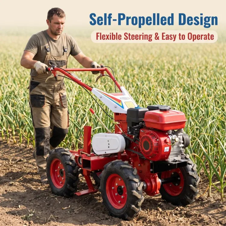 Agricultural 4 Rows Garlic Harvester Walk-behind Gasoline Motor Labor-saving High Productivity Garlic Harvest Equipment — image 4
