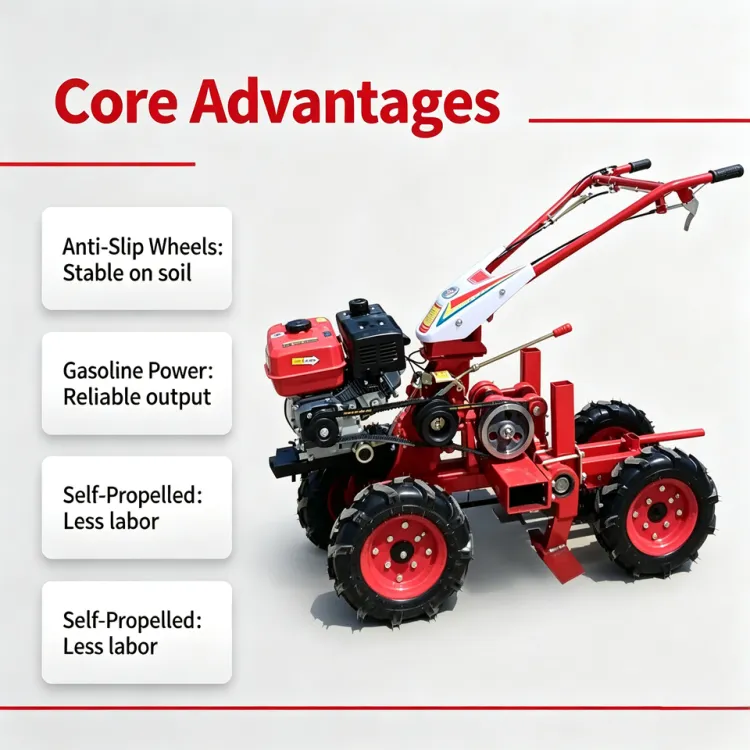 Agricultural 4 Rows Garlic Harvester Walk-behind Gasoline Motor Labor-saving High Productivity Garlic Harvest Equipment — image 5
