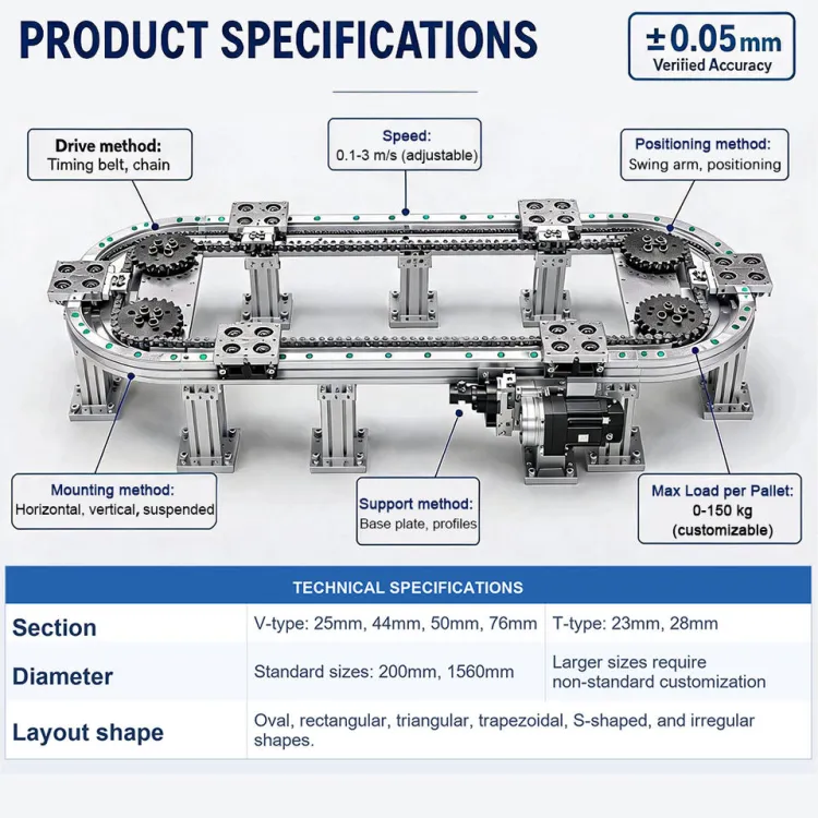 Elliptical Chain Link Curve Conveyor Equipment Customized Automated Production Assembly Line With Arc Guide Rail Conveyor Line — image 4
