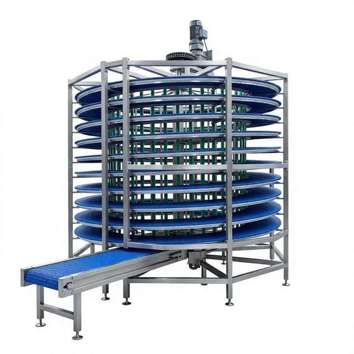 SS304 Spiral Cooling Conveyor for Bread Dessert Multi-layer Spiral Tower Conveyor Low-temperature Resistant Quick Freezing — image 7