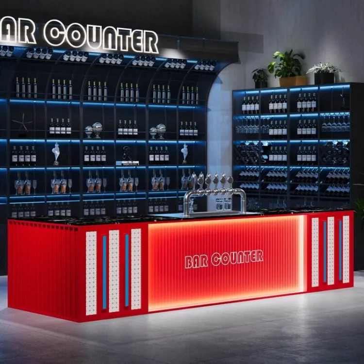 Commercial Metal Solid Surface L-Shaped Bar Counter Outdoor Spaces Bar Furniture Set for Night Clubs Hotels Restaurants Home Use — image 3