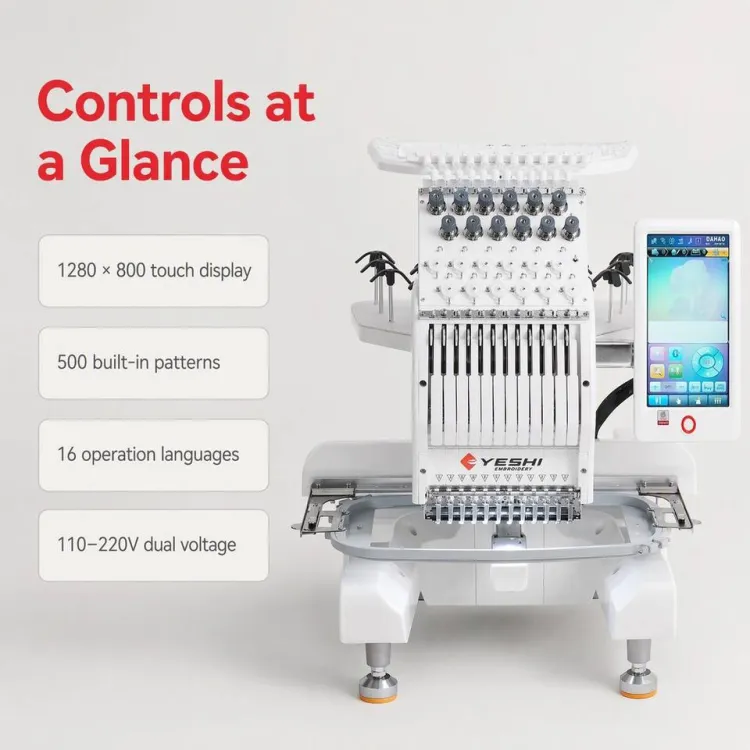 Flat Embroidery Machine Single Head 1201 Mini 300x200mm Area 1000 RPM For T Shirt Hoodie And Finished Garment Work — image 2