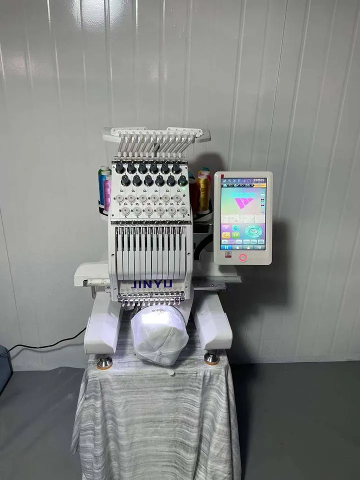 12 Color Single Head Home Use Flat Hat T-shirt Apparel Computerized Embroidery Machine — image 1