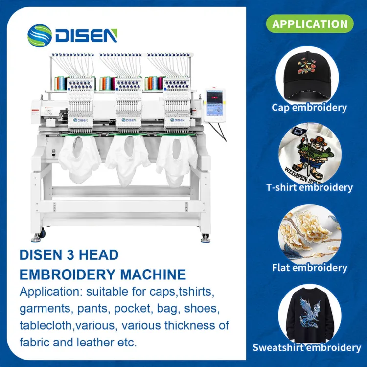Pearl or Bead Sewing Embroidery 12 15 Colors 3 Heads Embroidery Machine Computerized Hat T-Shirt 3D logo Sewing Machine — image 5