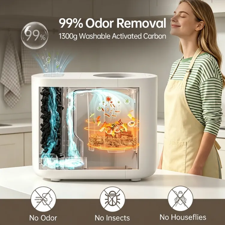 4.5L 650W Electric Household Batch Feed Food Recycler Machine Silencer Technology 35dB food dehydrator — image 4