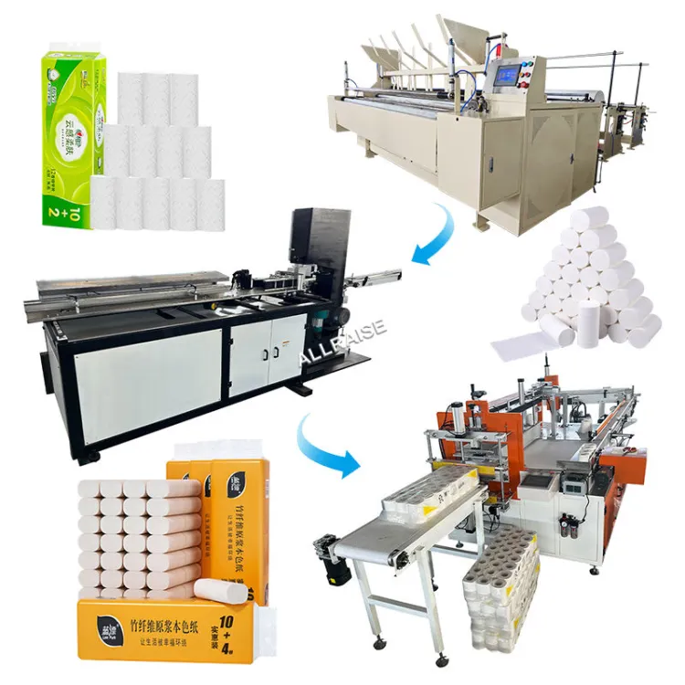 Full Automatic Toilet Paper Roll Rewinding Machine Production Line Toilet Paper Roll Cutting Wrapping Packaging Packing Machine — image 7