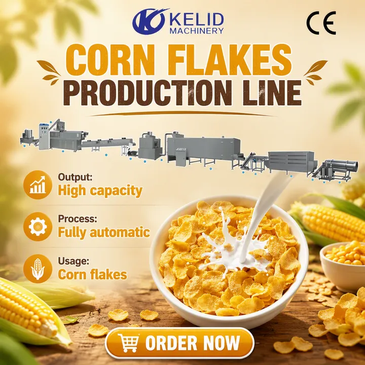 KLD Fully Automatic High Capacity Breakfast Cereal Yellow Corn Flakes Production Line — image 7