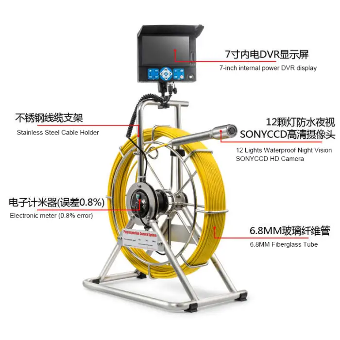 Large Pipe Camera Specialized Sewer Borescope with waterproof boxes and 512 positioning