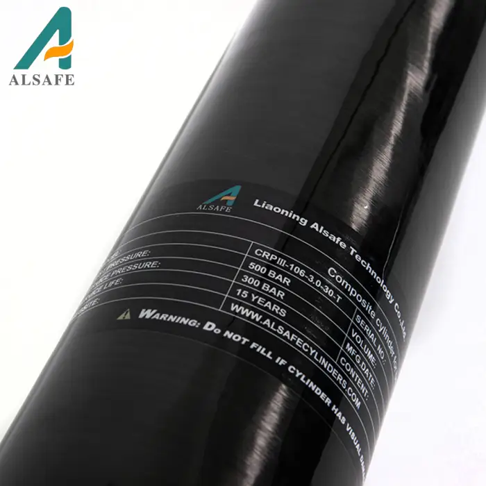 ALSAFE 3L 300bar Portable Oxygen Compressed Air Tank Factory Custom Firefighting Scba Carbon Fiber Bottles Gas Cylinder