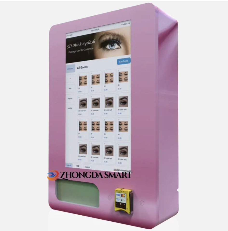 Pink Wall-Mounted Small Trading Card Vending Machine Beauty Vending Machines 1 year warranty