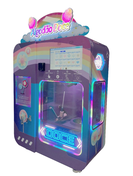 Cotton Candy Vending Machine with Cash and Coin Payment System