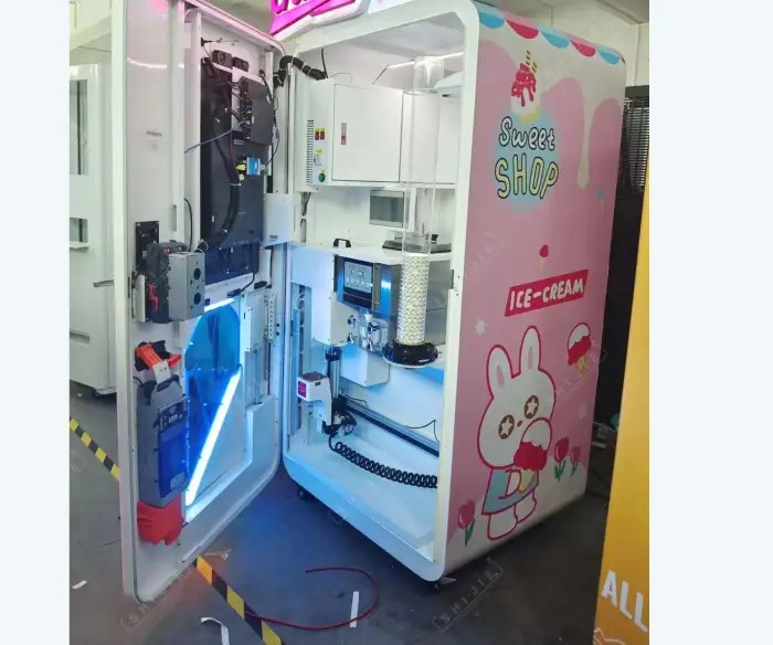 Ice Cream Vending Machine – Fully Automatic Robot Frozen Yogurt Cone Machine, Soft Serve Ice Cream Maker